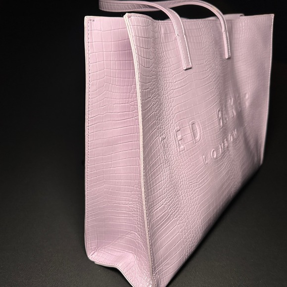Ted Baker Tote Bag Large Croc Embossed Lilac Pink The Icon Tote London Barbiecor - Picture 6 of 14
